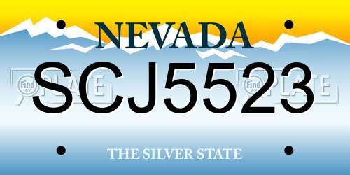 SCJ5523 Nevada License Plate