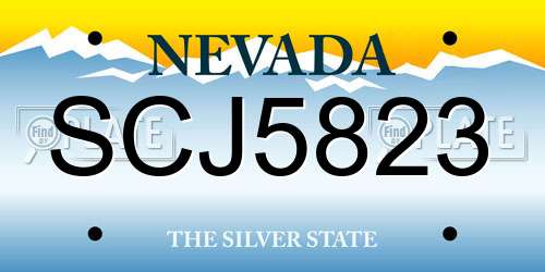 SCJ5823 Nevada License Plate