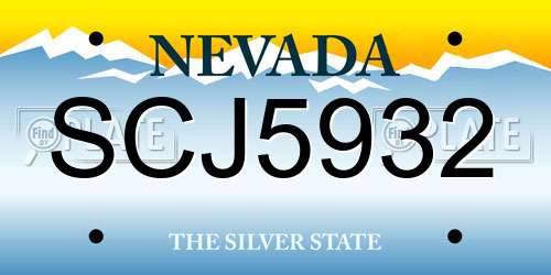 SCJ5932 Nevada License Plate