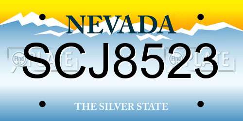 SCJ8523 Nevada License Plate