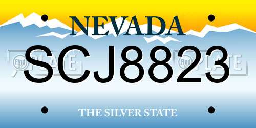 SCJ8823 Nevada License Plate
