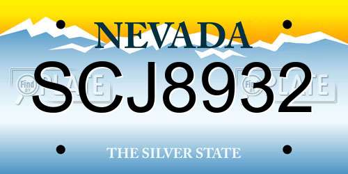 SCJ8932 Nevada License Plate