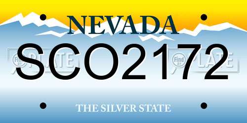 SCO2172 Nevada License Plate