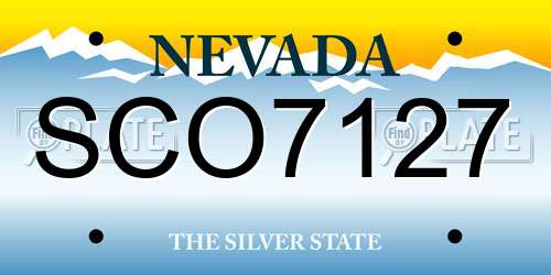 SCO7127 Nevada License Plate