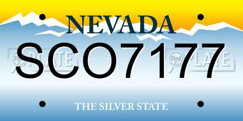 SCO7177 Nevada License Plate