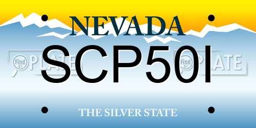 SCP50I Nevada License Plate