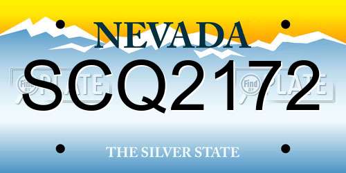 SCQ2172 Nevada License Plate