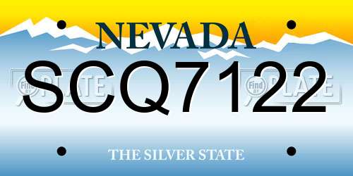 SCQ7122 Nevada License Plate