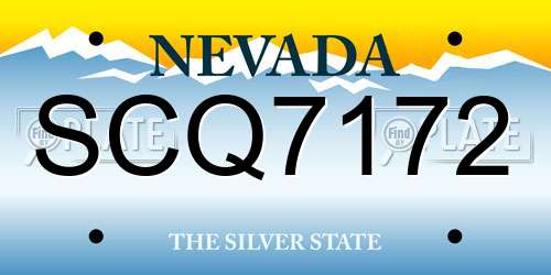 SCQ7172 Nevada License Plate
