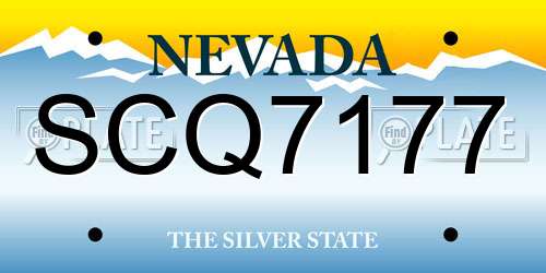 SCQ7177 Nevada License Plate
