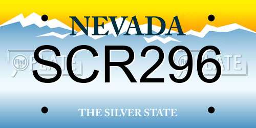 SCR296 Nevada License Plate