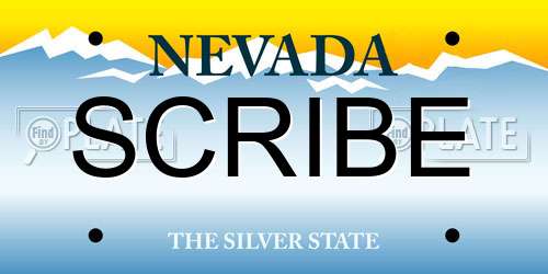SCRIBE Nevada License Plate