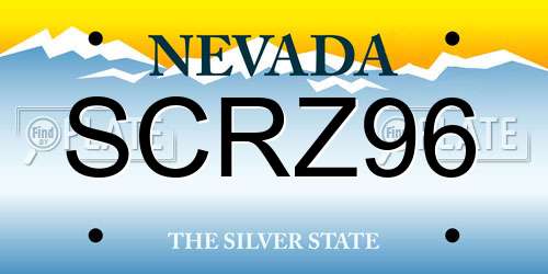 SCRZ96 Nevada License Plate