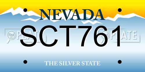 SCT761 Nevada License Plate