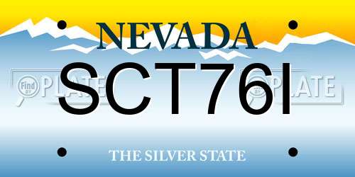 SCT76I Nevada License Plate