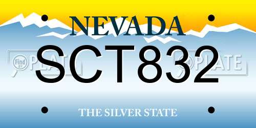 SCT832 Nevada License Plate