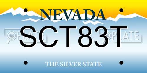SCT83T Nevada License Plate