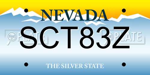 SCT83Z Nevada License Plate