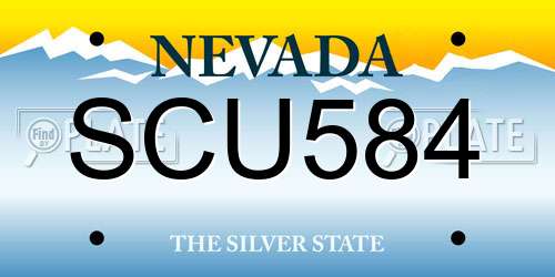 SCU584 Nevada License Plate
