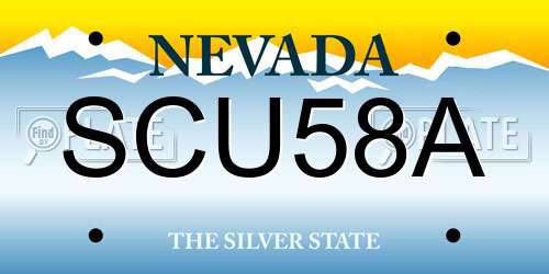 SCU58A Nevada License Plate