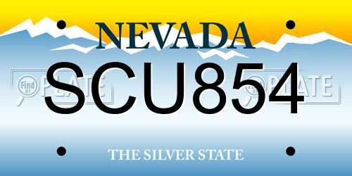 SCU854 Nevada License Plate