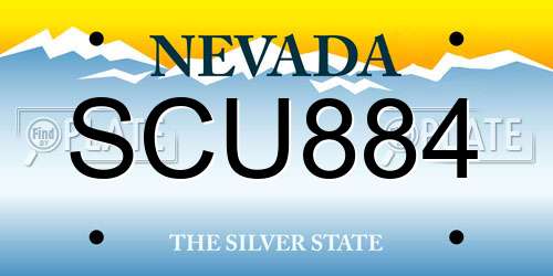 SCU884 Nevada License Plate