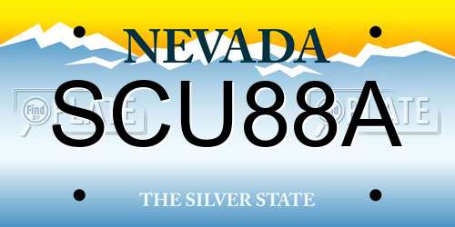 SCU88A Nevada License Plate