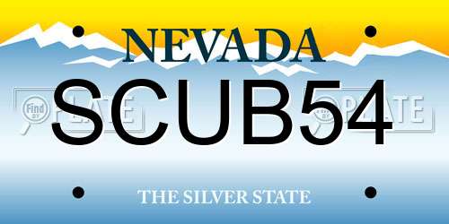 SCUB54 Nevada License Plate