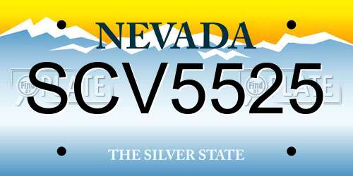 SCV5525 Nevada License Plate