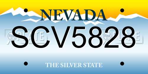 SCV5828 Nevada License Plate