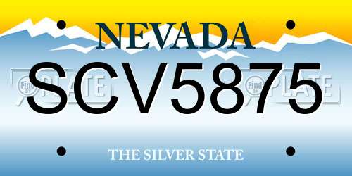 SCV5875 Nevada License Plate