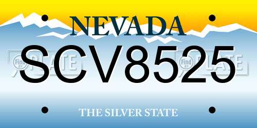 SCV8525 Nevada License Plate