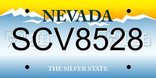 SCV8528 Nevada License Plate