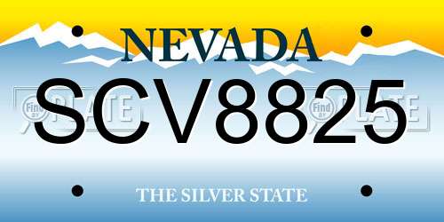 SCV8825 Nevada License Plate