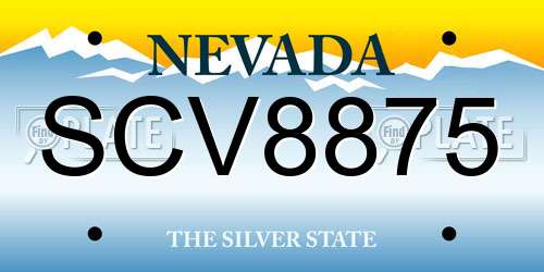 SCV8875 Nevada License Plate
