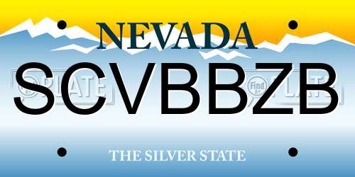 SCVBBZB Nevada License Plate