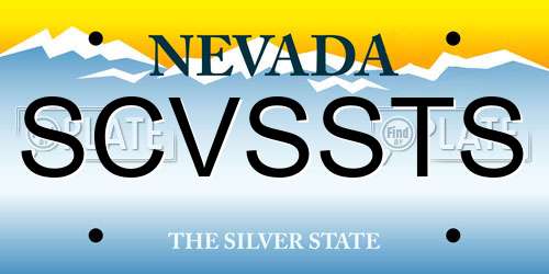 SCVSSTS Nevada License Plate