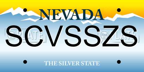 SCVSSZS Nevada License Plate