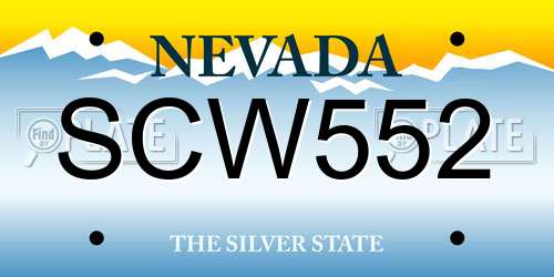 SCW552 Nevada License Plate