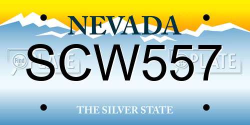 SCW557 Nevada License Plate