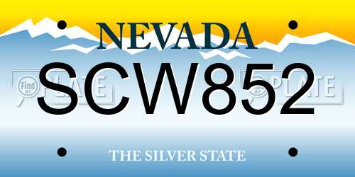 SCW852 Nevada License Plate
