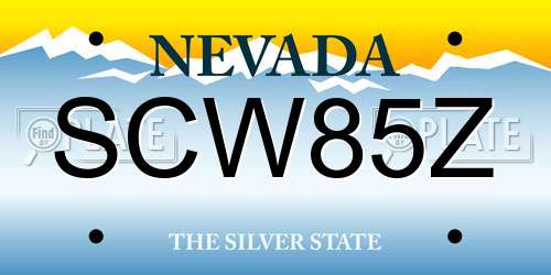 SCW85Z Nevada License Plate