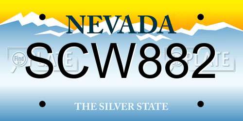 SCW882 Nevada License Plate