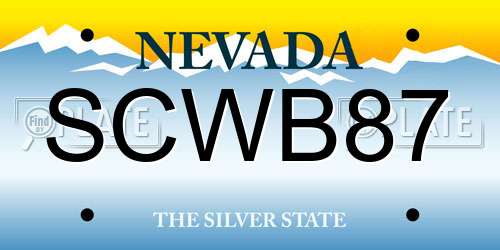 SCWB87 Nevada License Plate