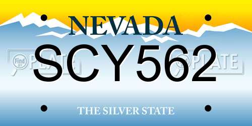 SCY562 Nevada License Plate