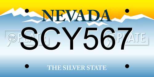 SCY567 Nevada License Plate