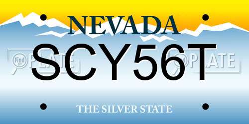SCY56T Nevada License Plate