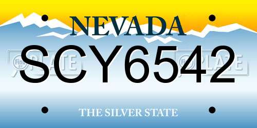 SCY6542 Nevada License Plate