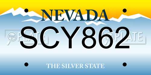 SCY862 Nevada License Plate