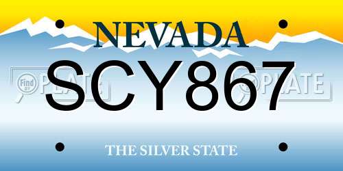 SCY867 Nevada License Plate